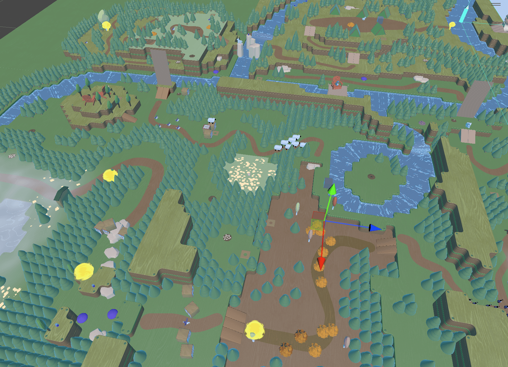 A small section of the current Cellar Creek map, laid out in the Unity editor